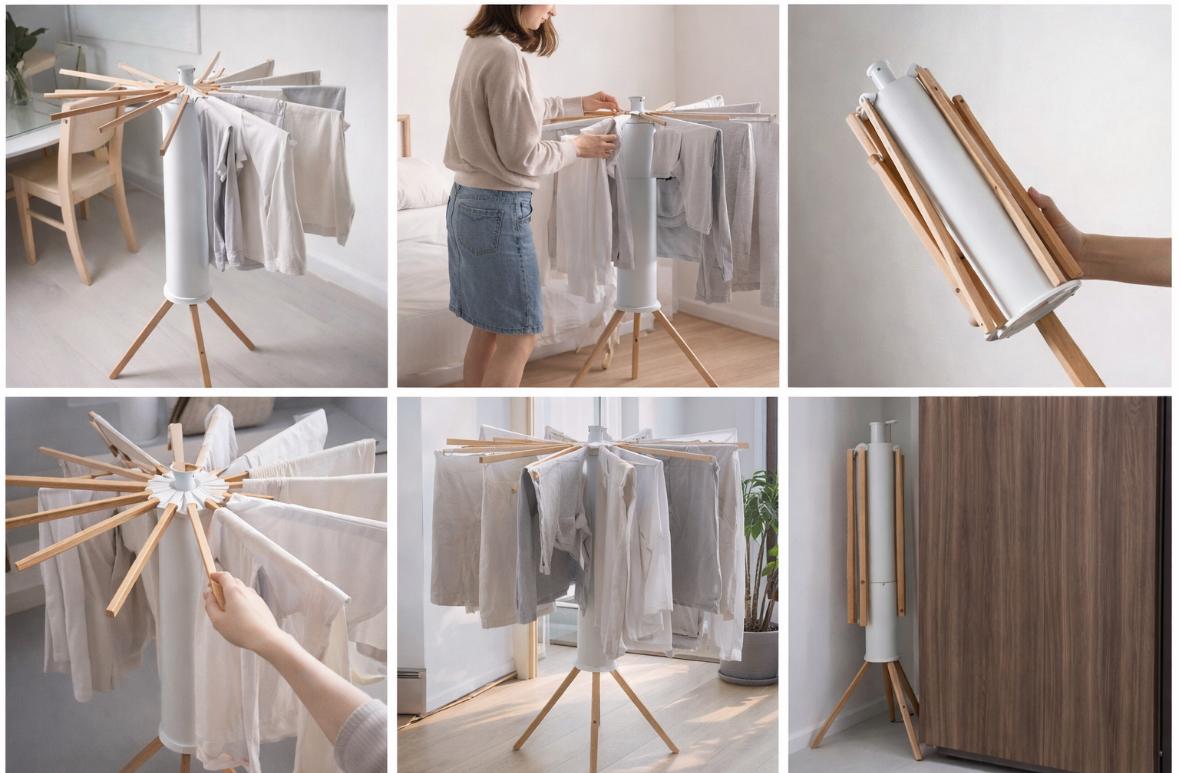 360° Rotating Foldable Clothes Drying Rack (Space-Saving Laundry Stand)